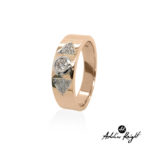 Rose Gold Rub Over Diamond Solitair with Diamond Set sholders