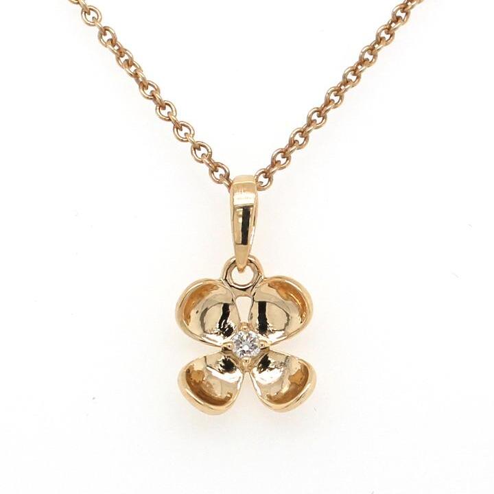 9ct Yellow Gold Diamond flower pendant_0