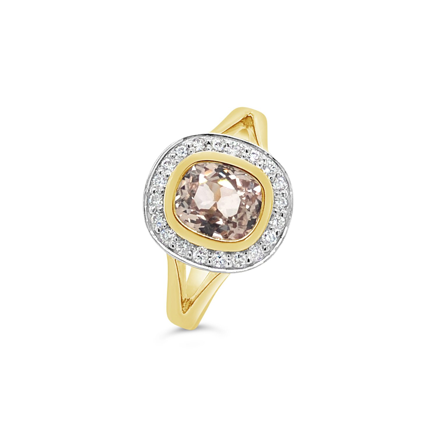 Peach Sapphire And Diamond Ring 9ct Gold Adeline Knight Design_0