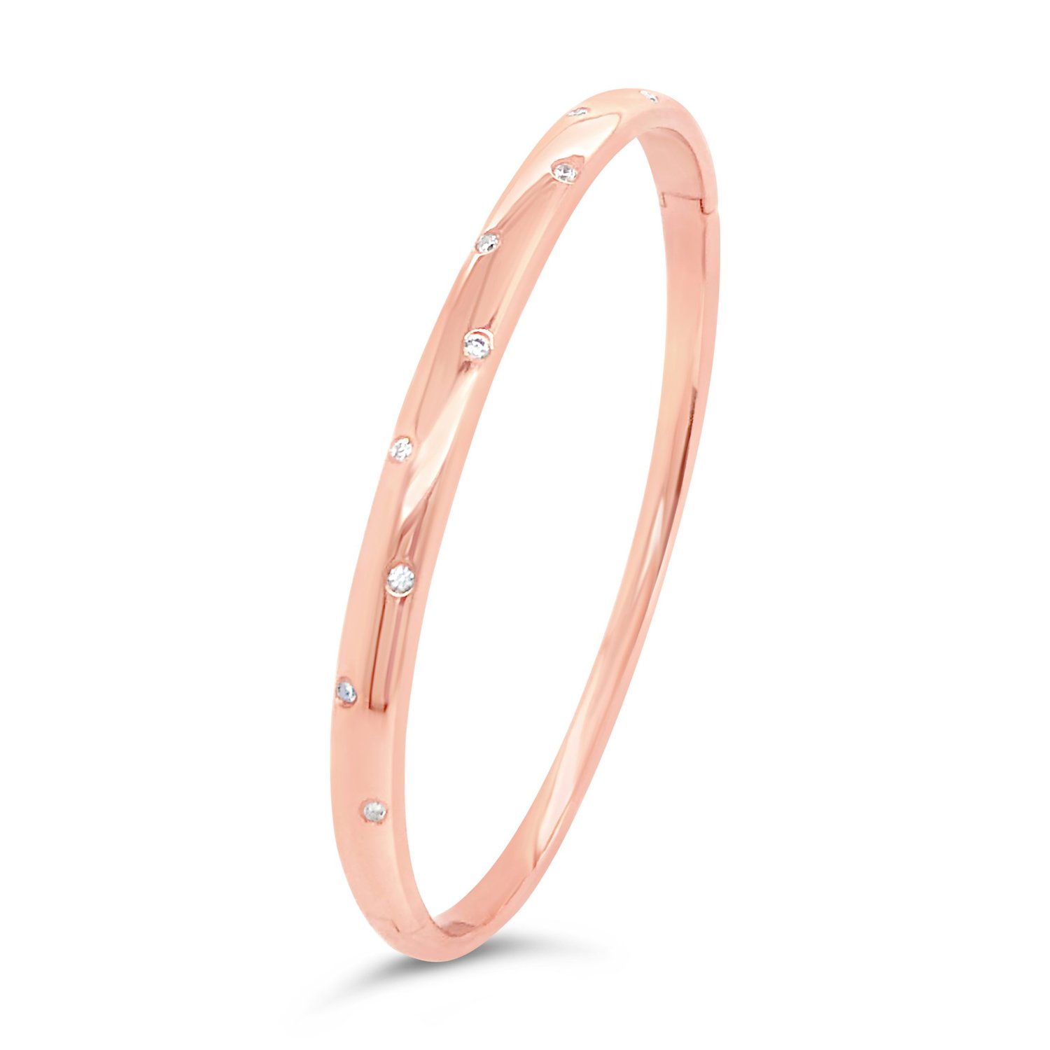 18ct Rose Gold Diamond Punch set Bangle 50x60mm_0