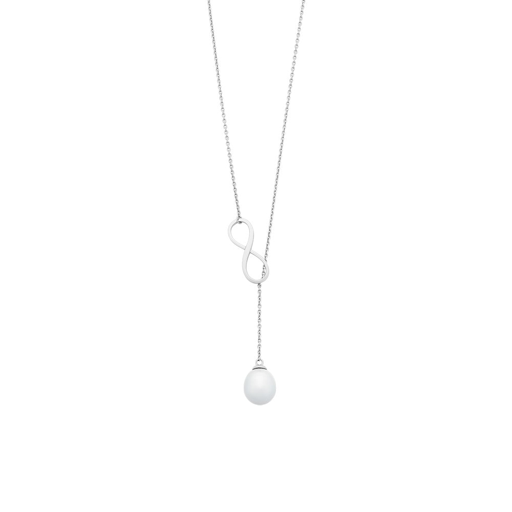 Sterling Silver Freshwater Pearl Infinity Necklace_0