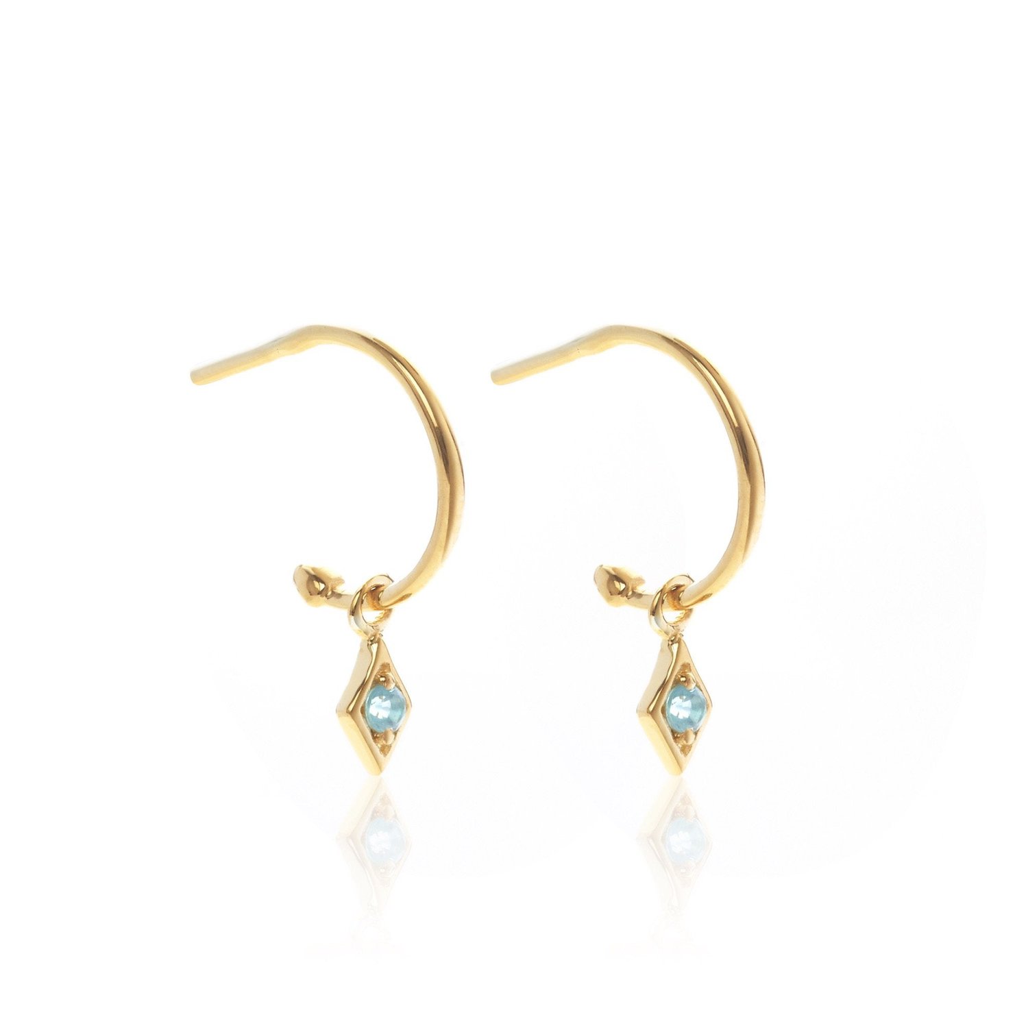 Superfine Earrings Keepsake Hoop Blue Topaz + Gold Plated Stirling Silver_0