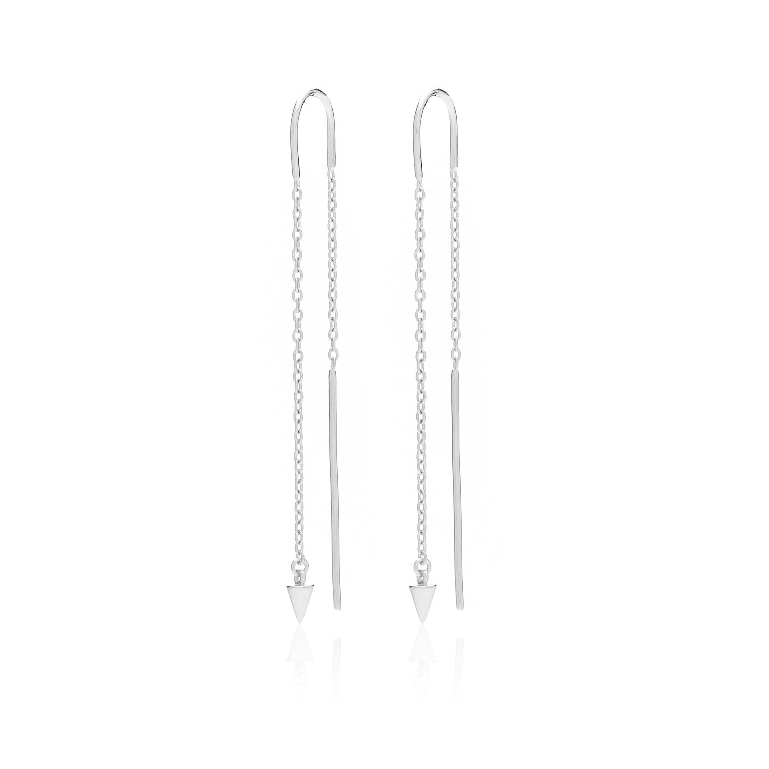 Silk and Steel Thread Earrings with Spike in Rhodium Plated Stirling Silver_0