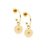 Ellani 16mm Gold Plated Hoops with Disk_0