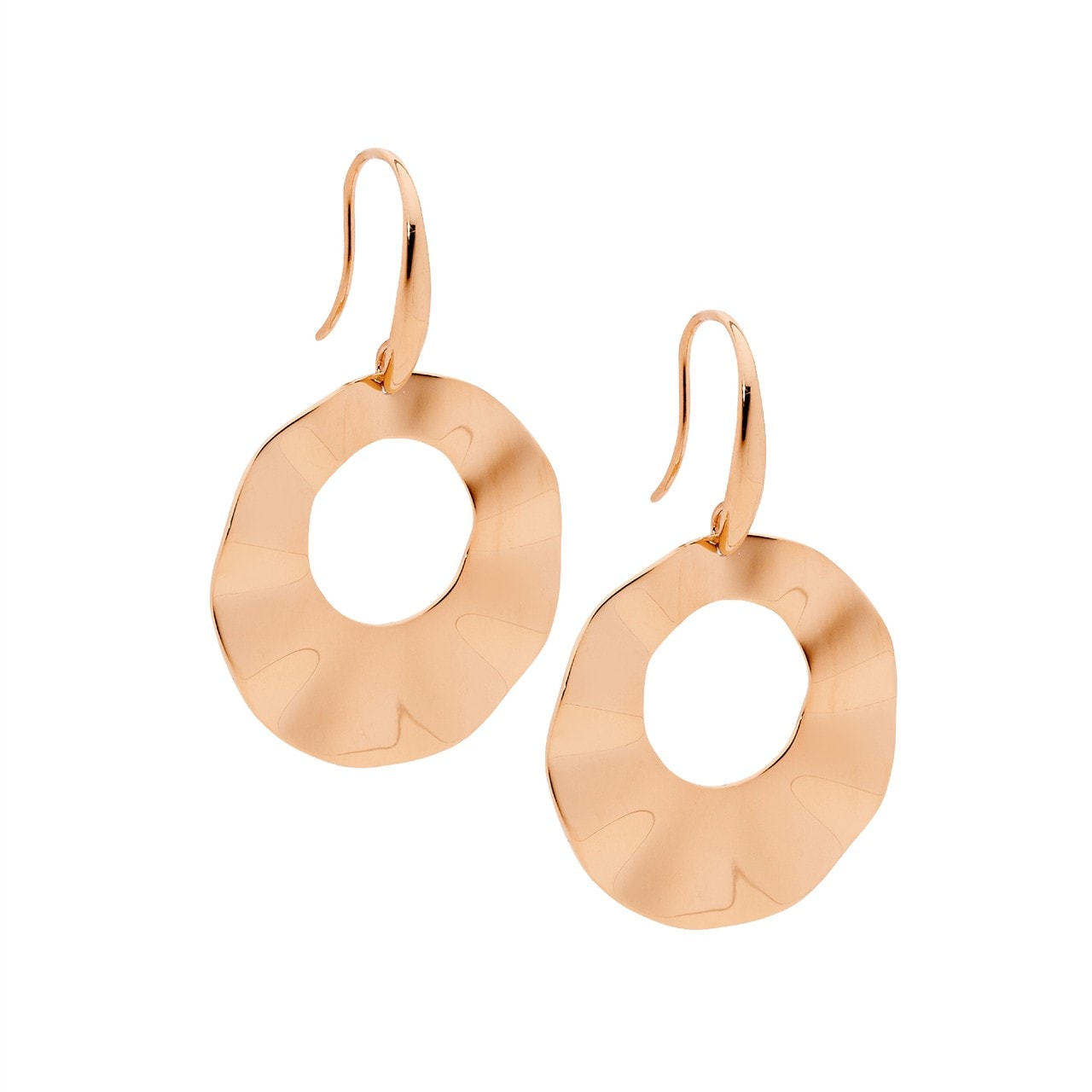 Ellani Rose Plated Open Wave Drop Earrings_0