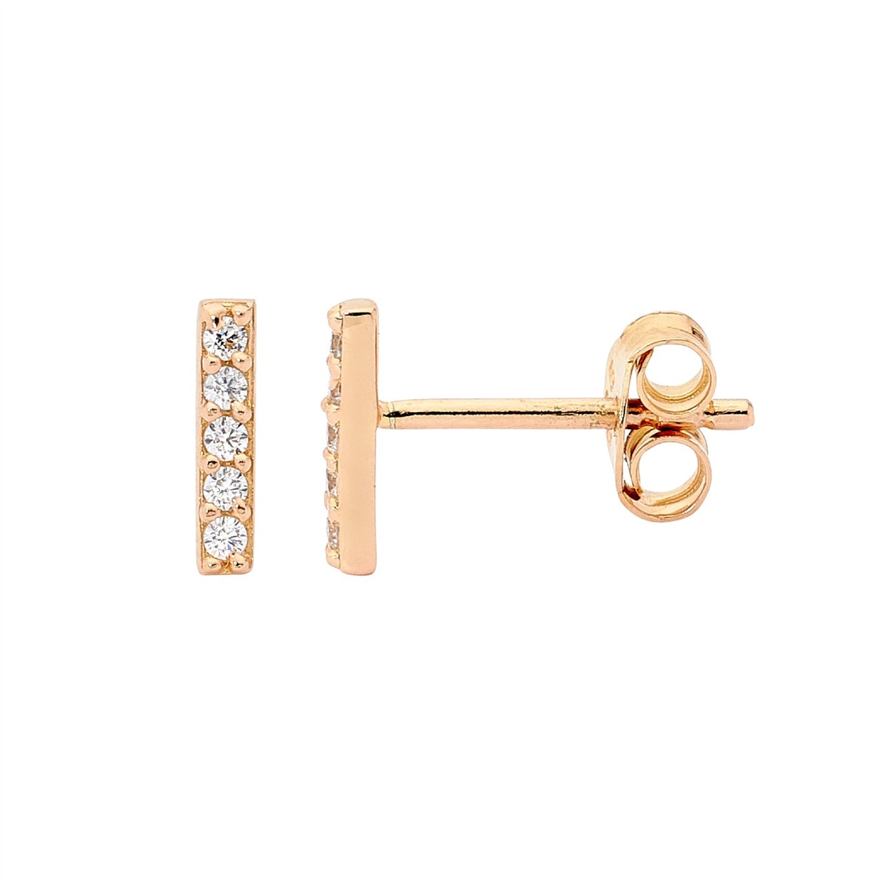 Gold Plated CZ Bar Earrings_0