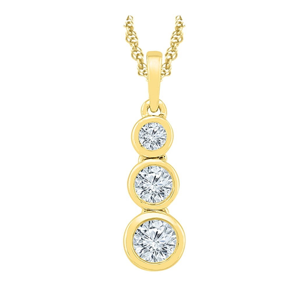 10ct WG 3 Rub Over Set Drop Diamond Pendant_0