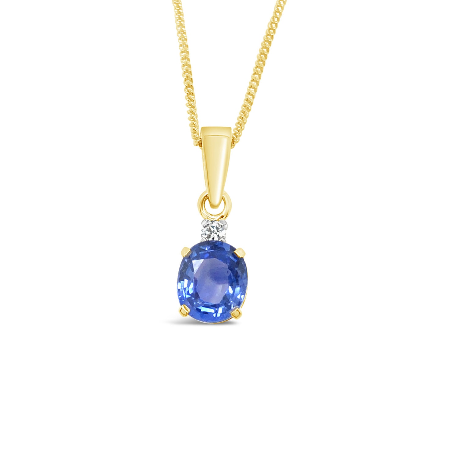 Sapphire and Lab Diamond 9ct Gold Pendant_0