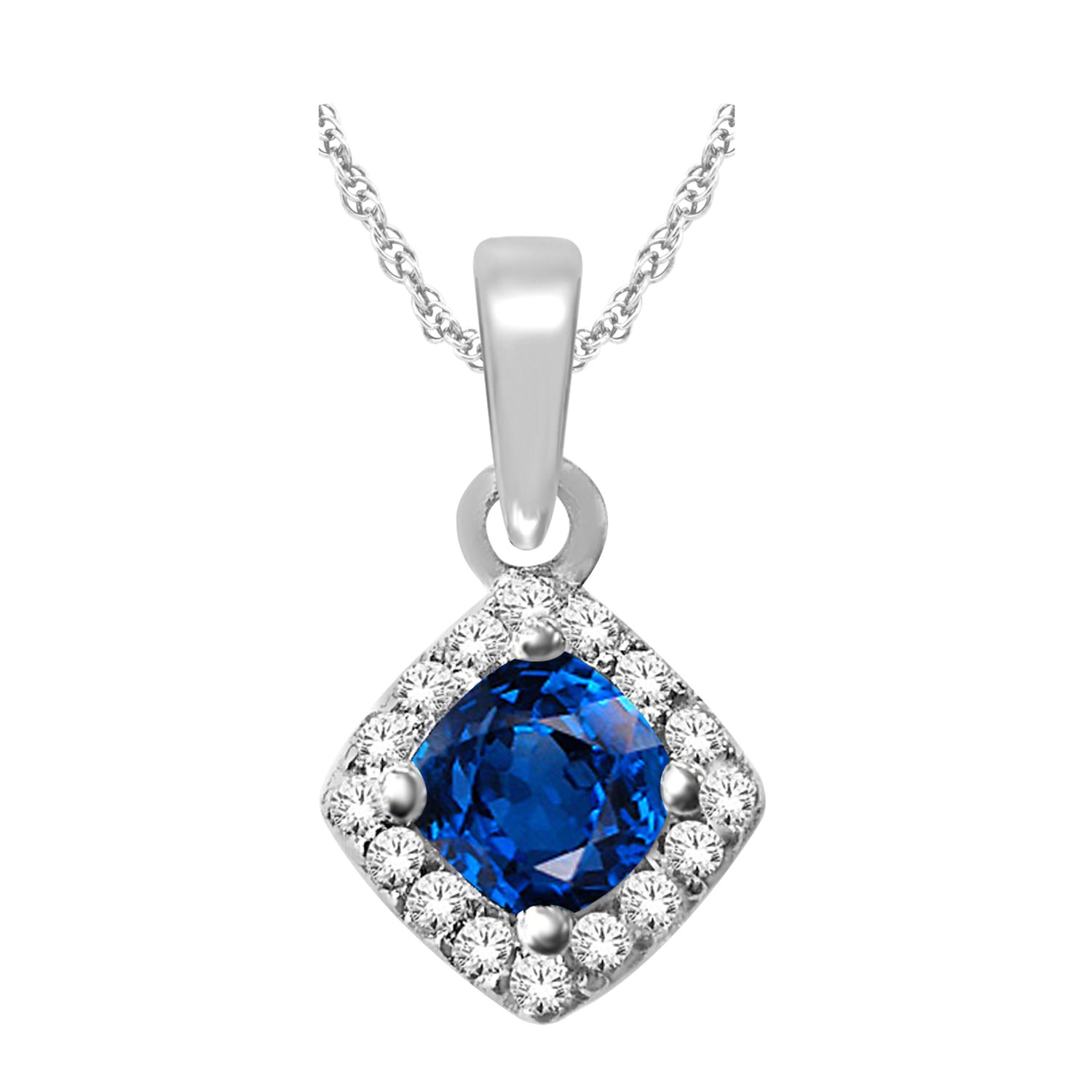 10ct YG Sapphire With Diamond Surround Pendant_0