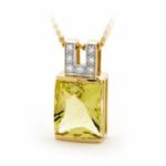 9ct YG Citrine and Diamond Pendant_0