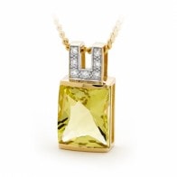 9ct YG Citrine and Diamond Pendant_0