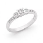 9ct White Gold Diamond Rub Over Ring_0