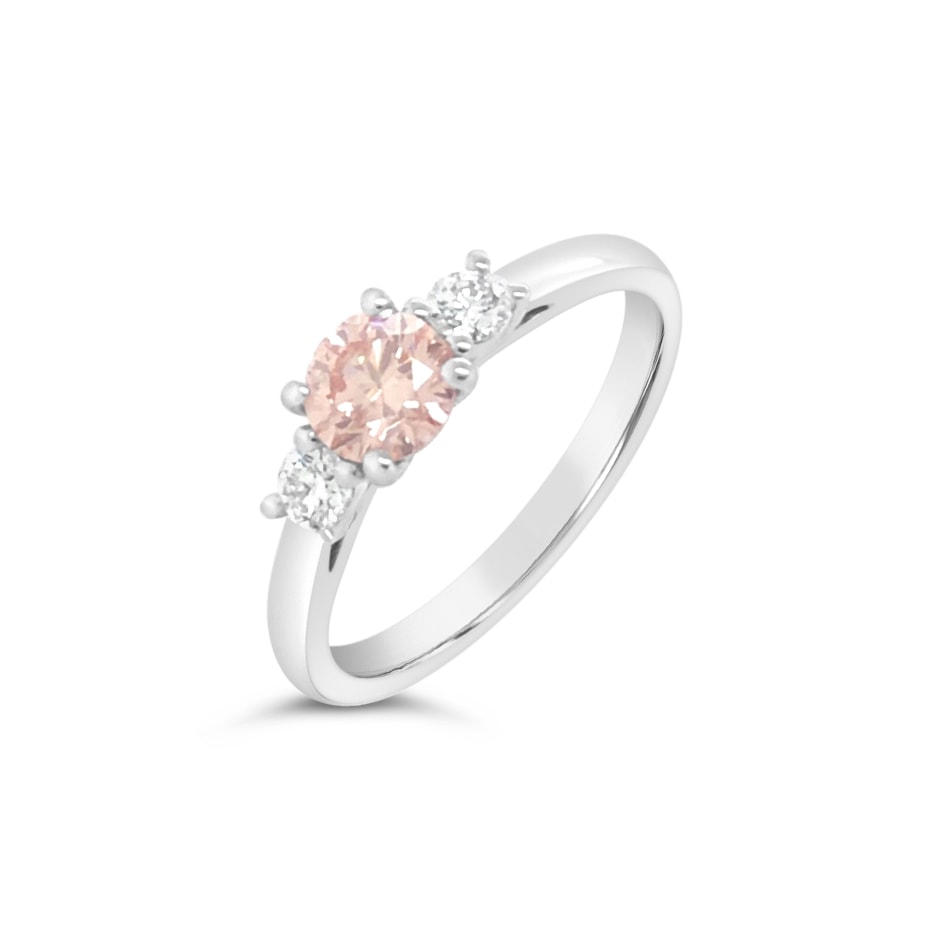 Pink & White 3 Stone Dimaond Lab Grown Ring_0