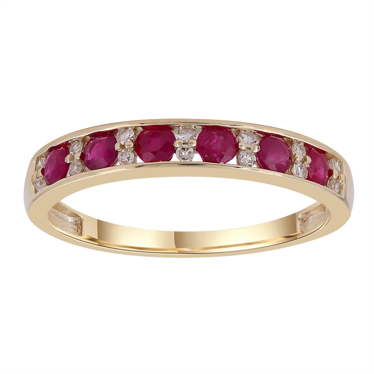 9ct Yellow Gold Ruby And Diamond Channel Set Ring_0
