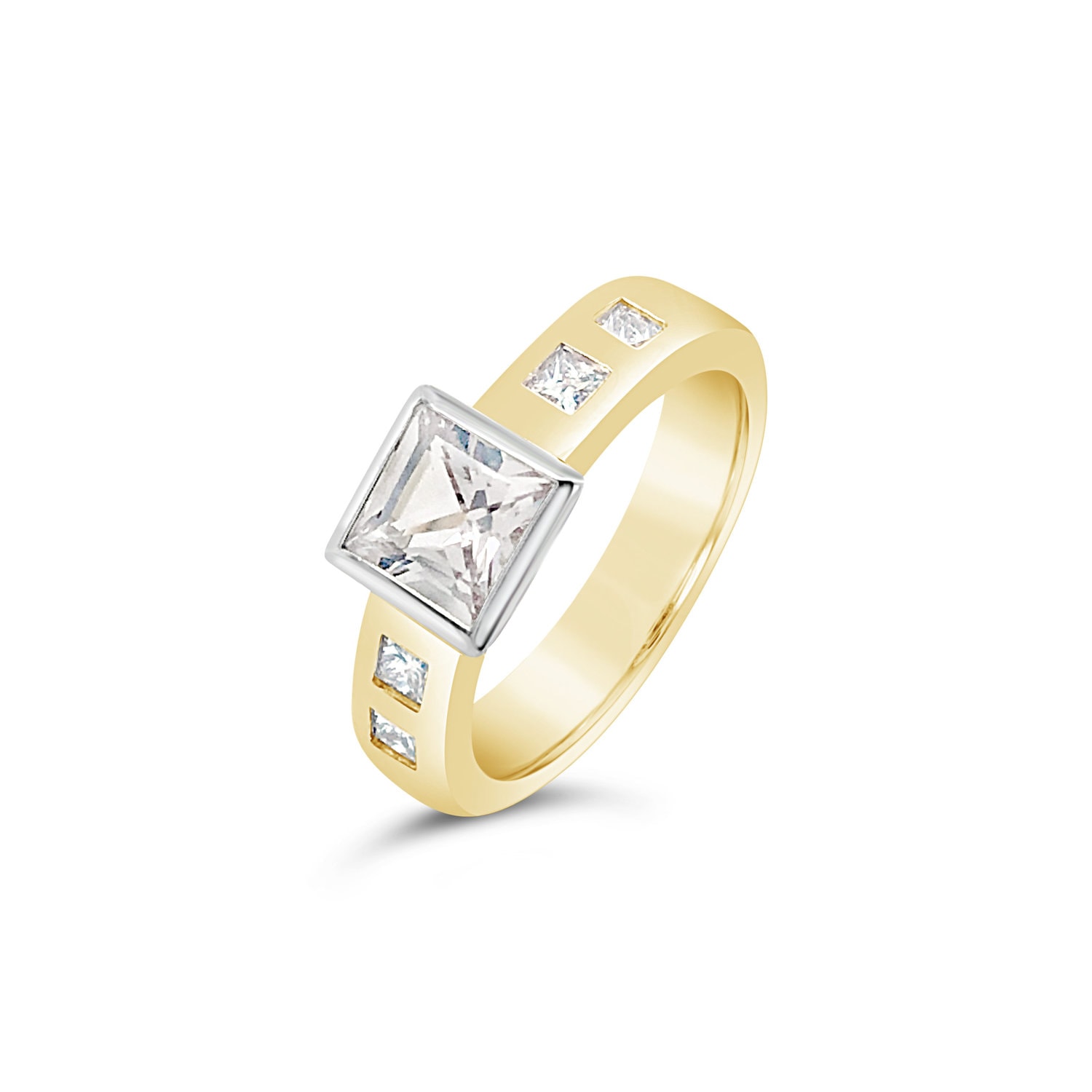 Rose Gold Pink Princess Cut Sapphire and Diamond Bespoke Ring_0