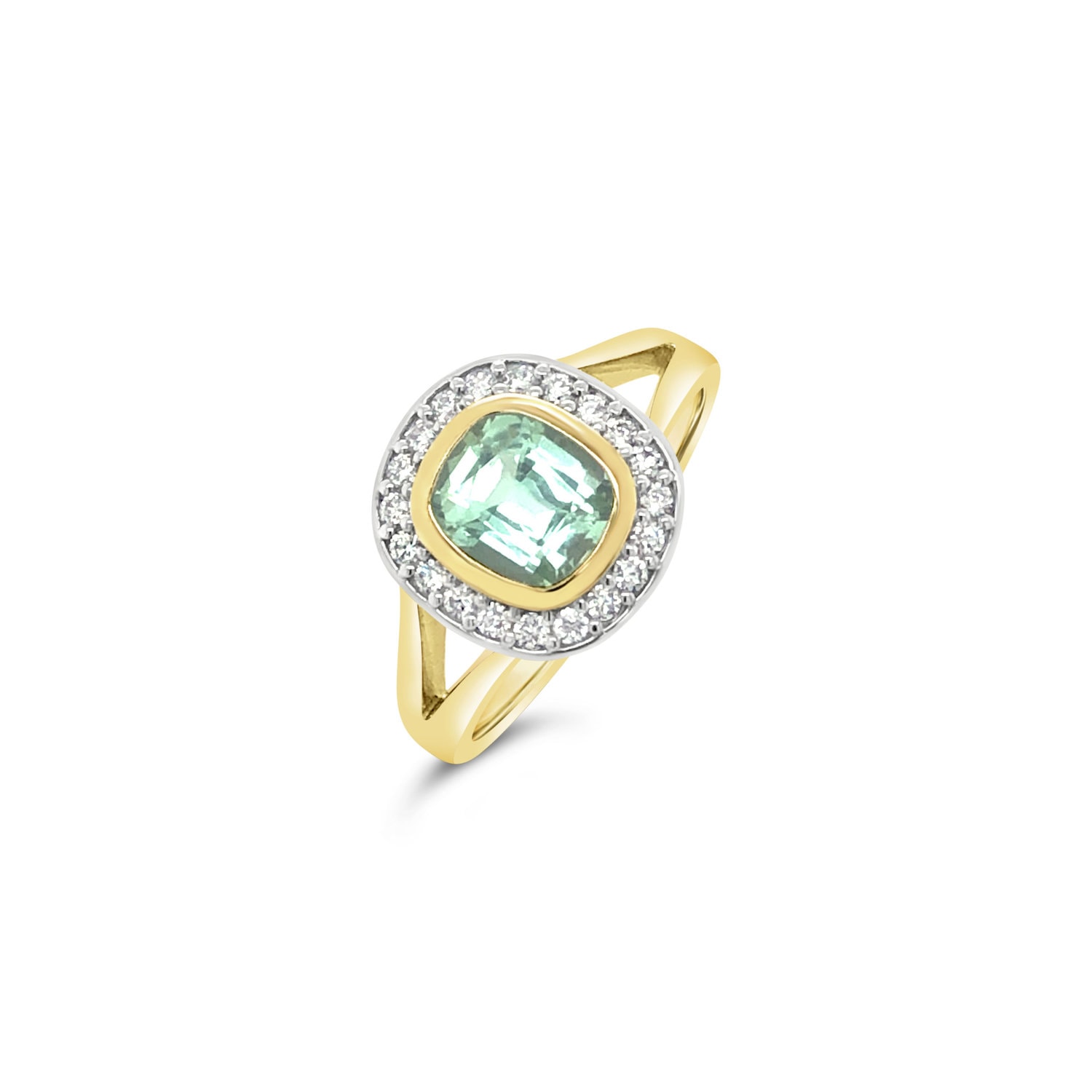 Mint Tourmaline and Diamond Cluster Ring_0