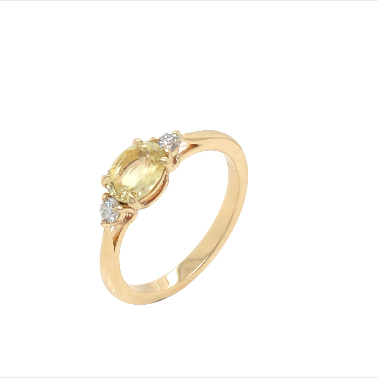 Yellow Sapphire & Diamond Ring 9ct Yellow Gold_0