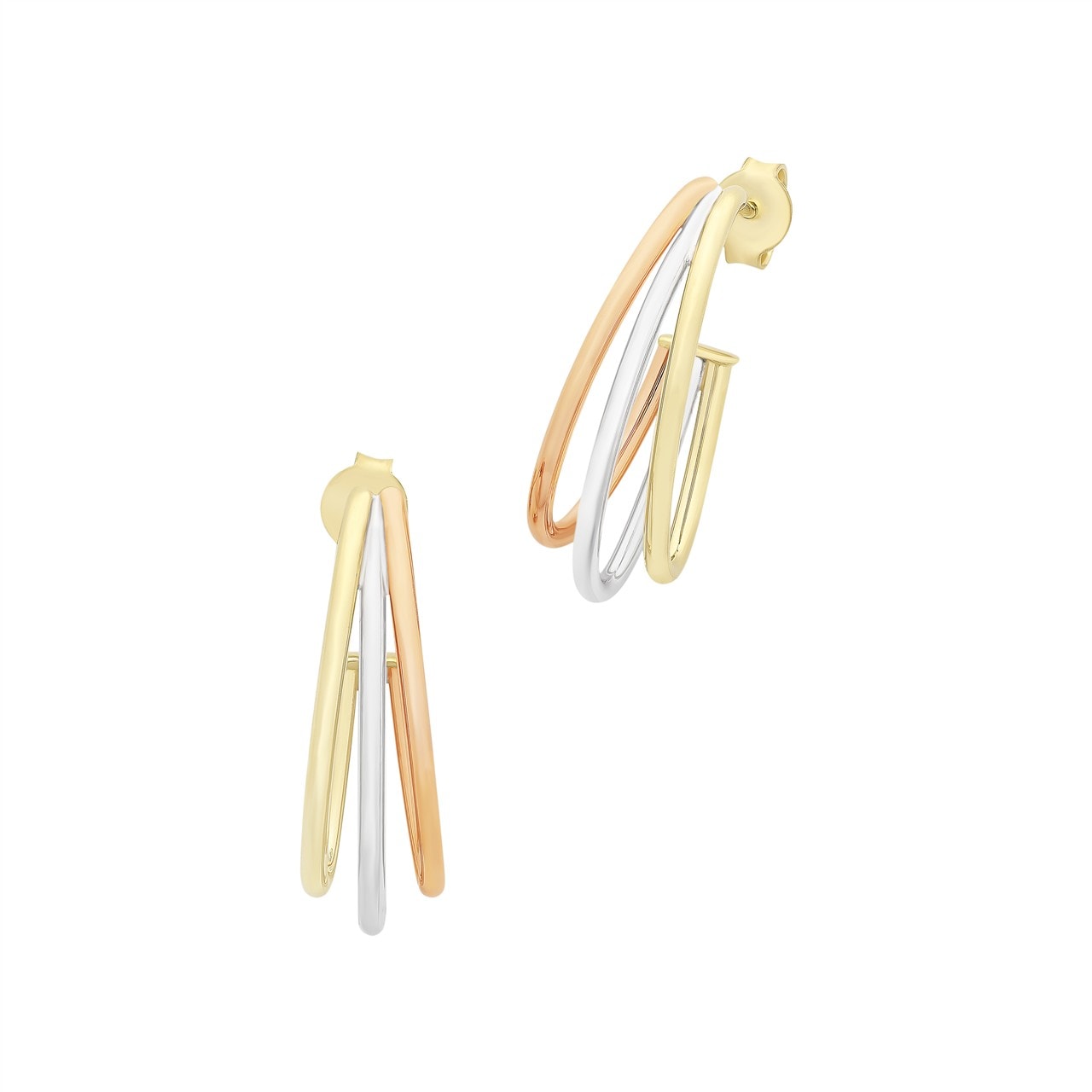 9ct Gold 3-tone Silver Filled Hoop Earrings_0