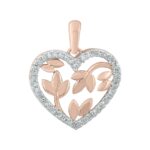 9ct Rose Gold Heart Pendant .12tdw_0