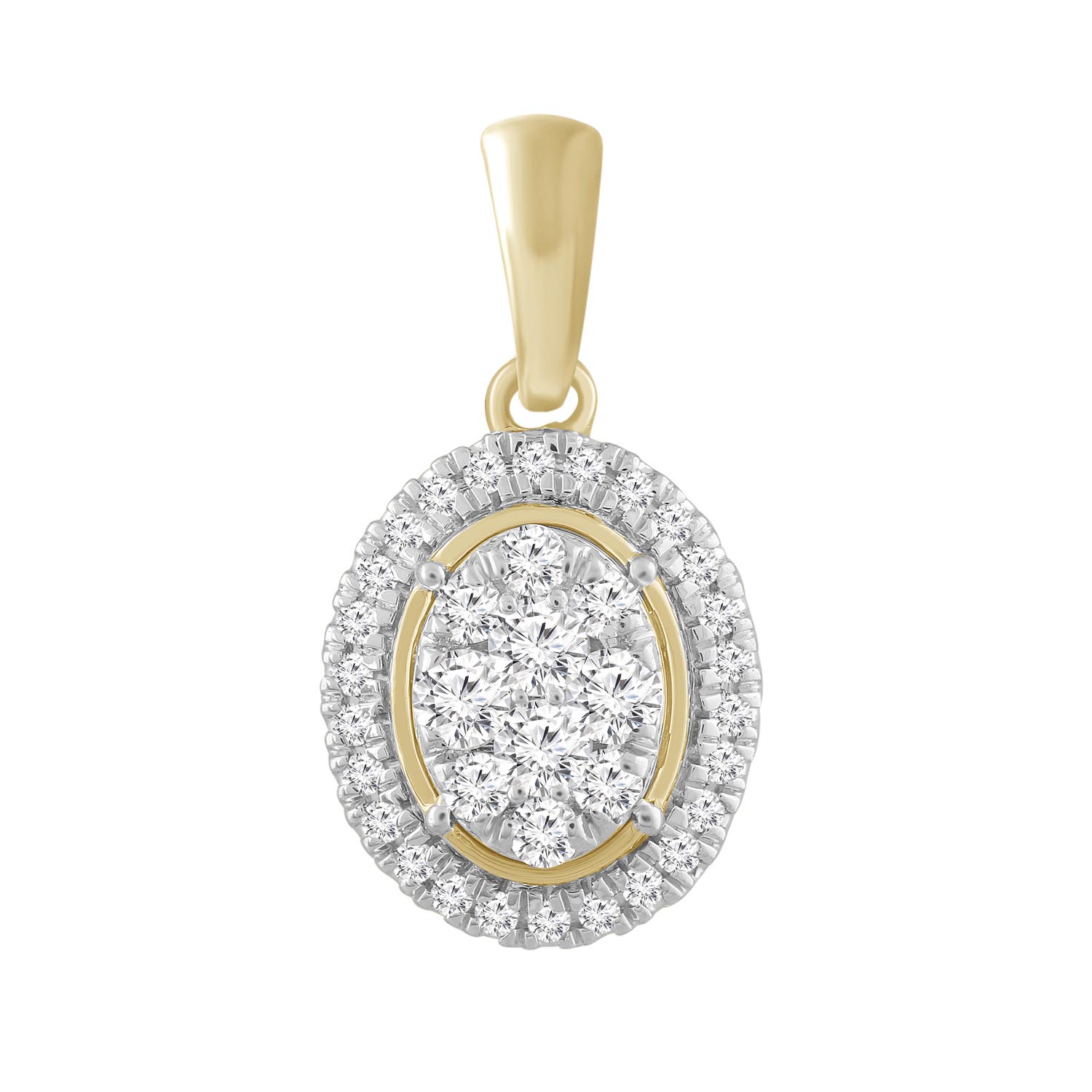 Gold and Diamond Oval Cluster Pendant_0
