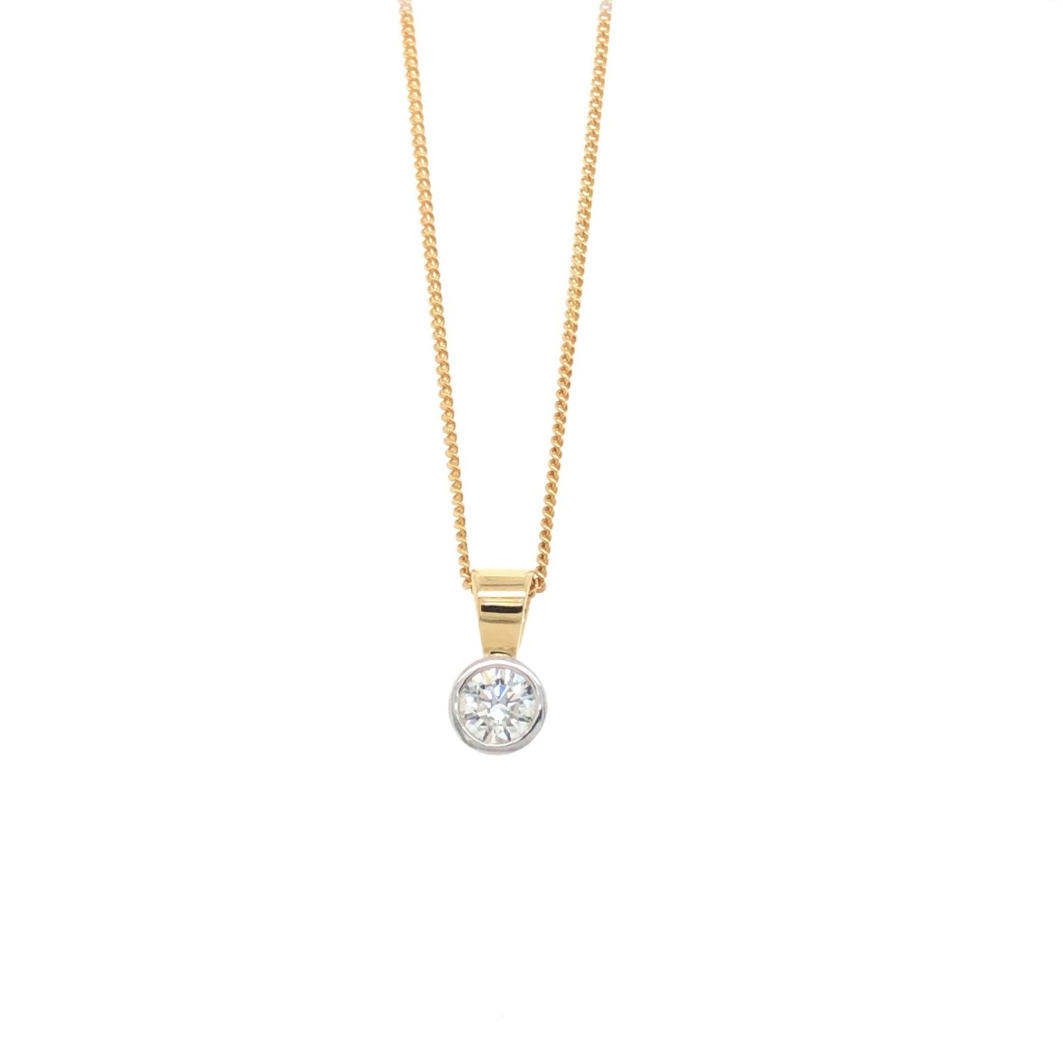 9ct White & Yellow Gold with 0.40p Diamond In the Centre Pendant Only_0