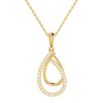 10ct YG Double Teardrop Diamond Pendant_0