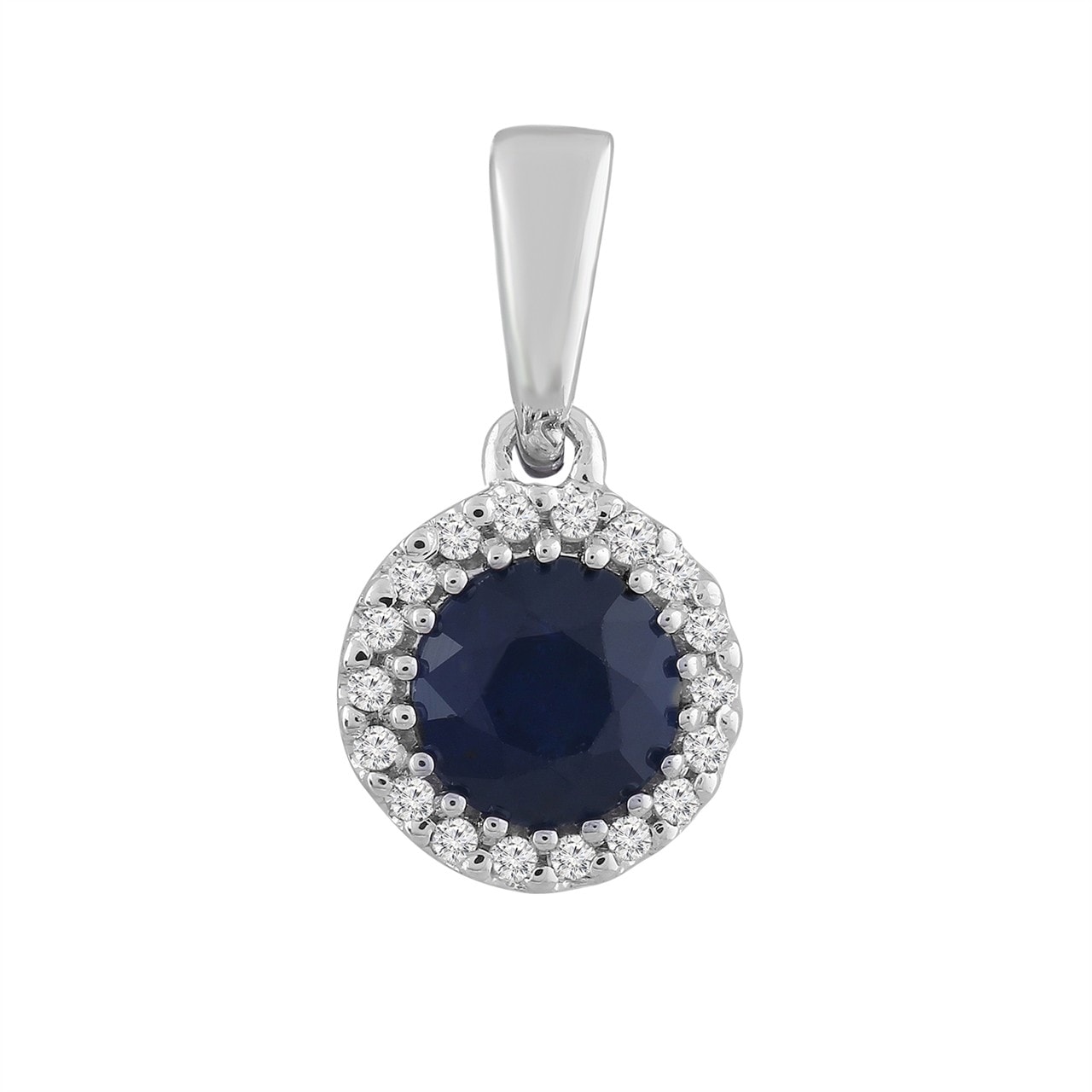 White Gold Sapphire and Diamond Pendant_0