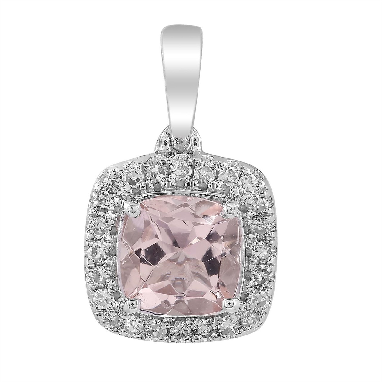 White Gold Morganite and Diamond Pendant_0
