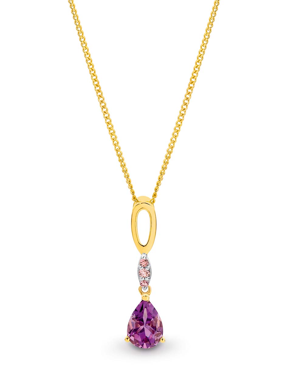 Gold Amethyst Drop Pendant Knights The Jewellers Online Jewellery Store