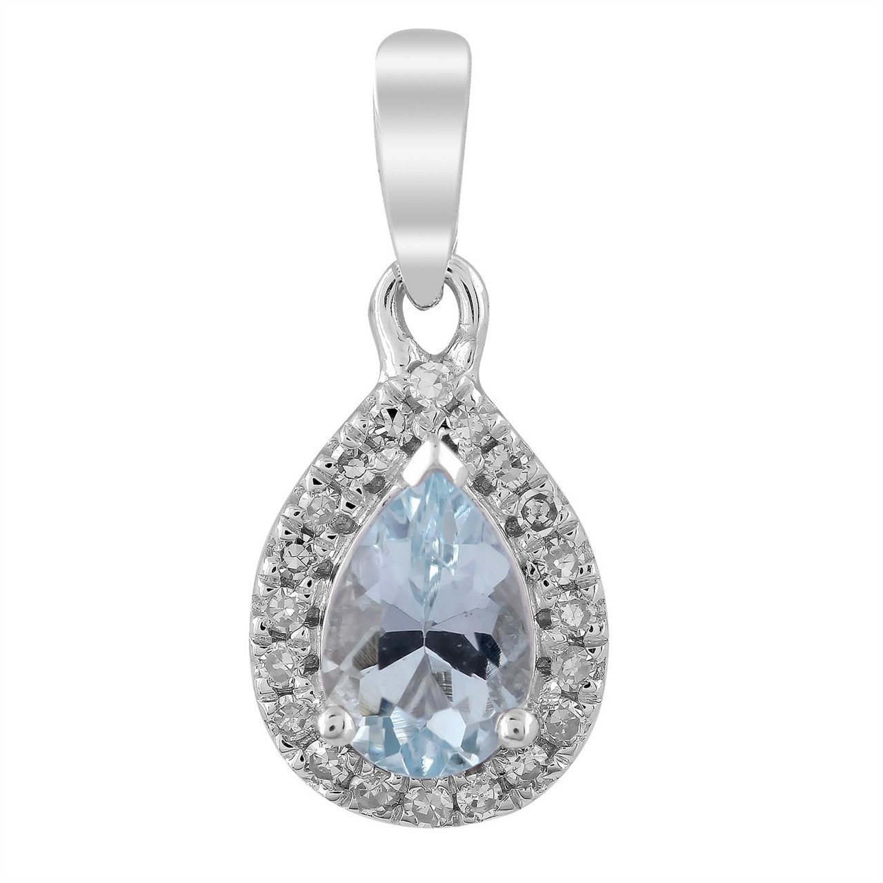 9ct White Gold Aquamarine & Diamond Pendant_0