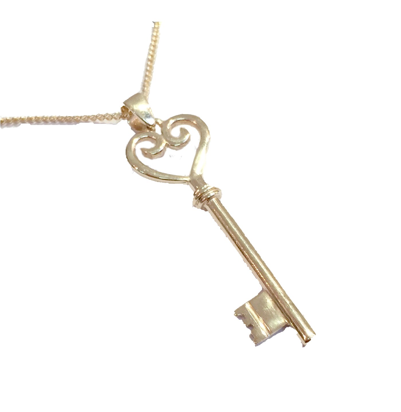 Gold Heart Key 9ct Pendant On Plated Chain Adeline Knight Design_0