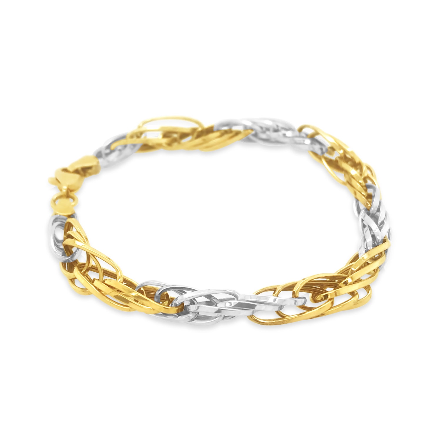 Gold 2 tone Bracelet 9ct Fancy Twist_0