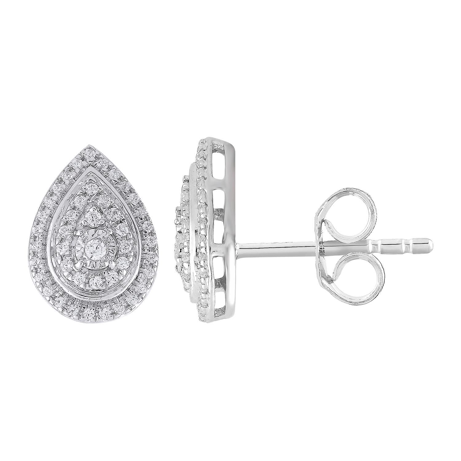 9ct White Gold Diamond Earrings .20 tdw_0