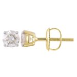 Diamond Stud Earrings 9ct White Gold and Yellow Gold HI-I1 .75pt tdw_0
