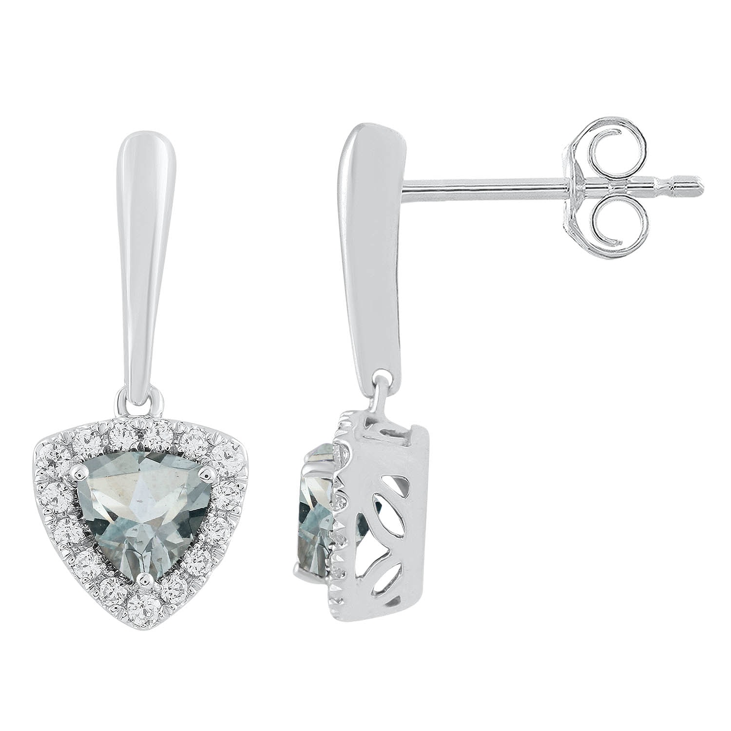 9ct White Gold Aquamarine and Diamond Drop Earring_0