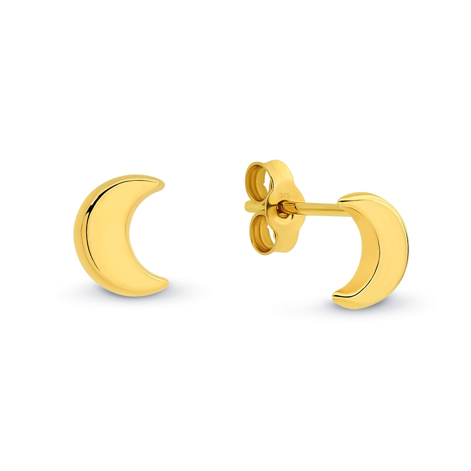 Gold Moon Stud Earrings_0