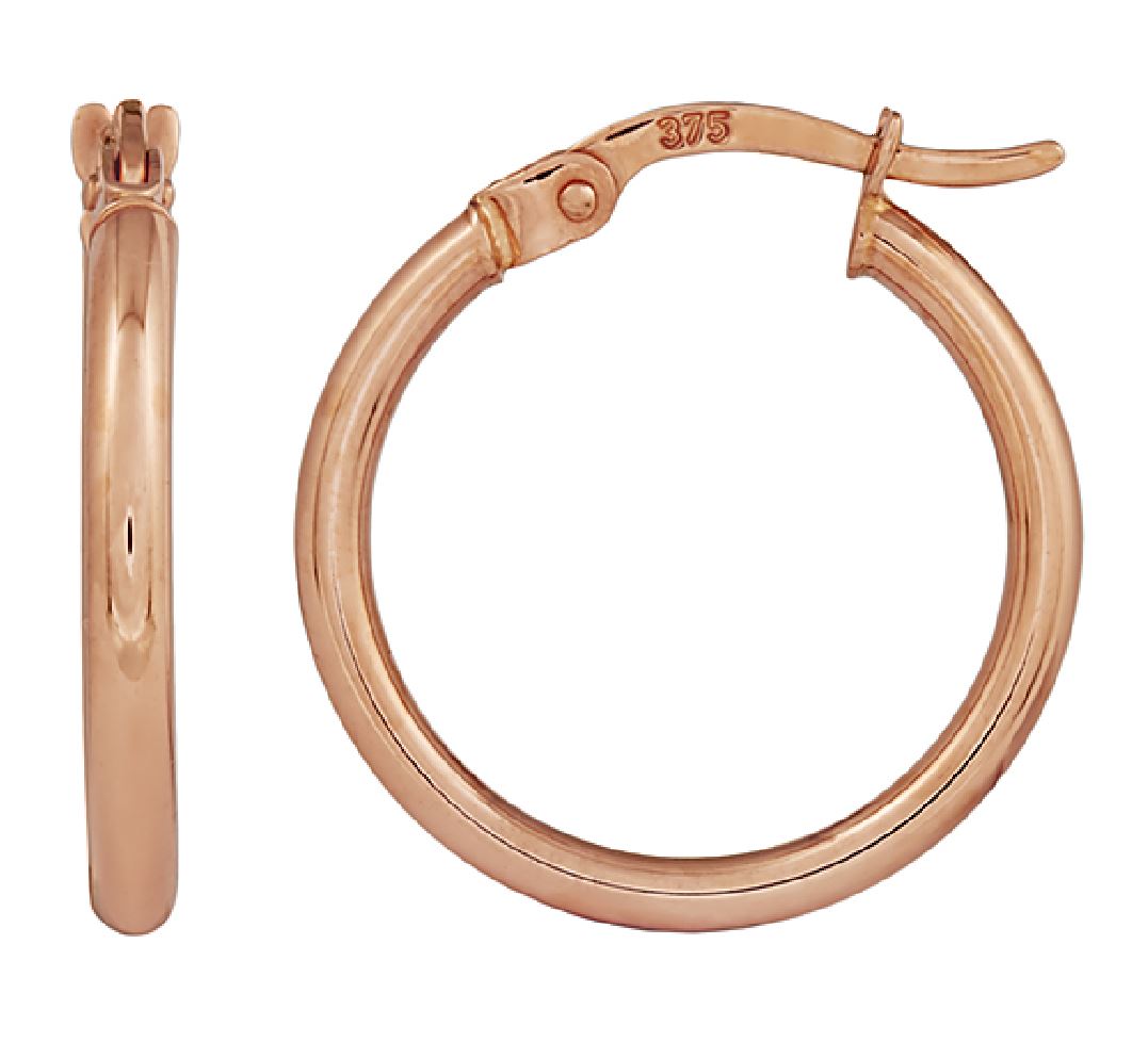 9ct Rose Gold Round Plain Hoops Knights The Jewellers Online