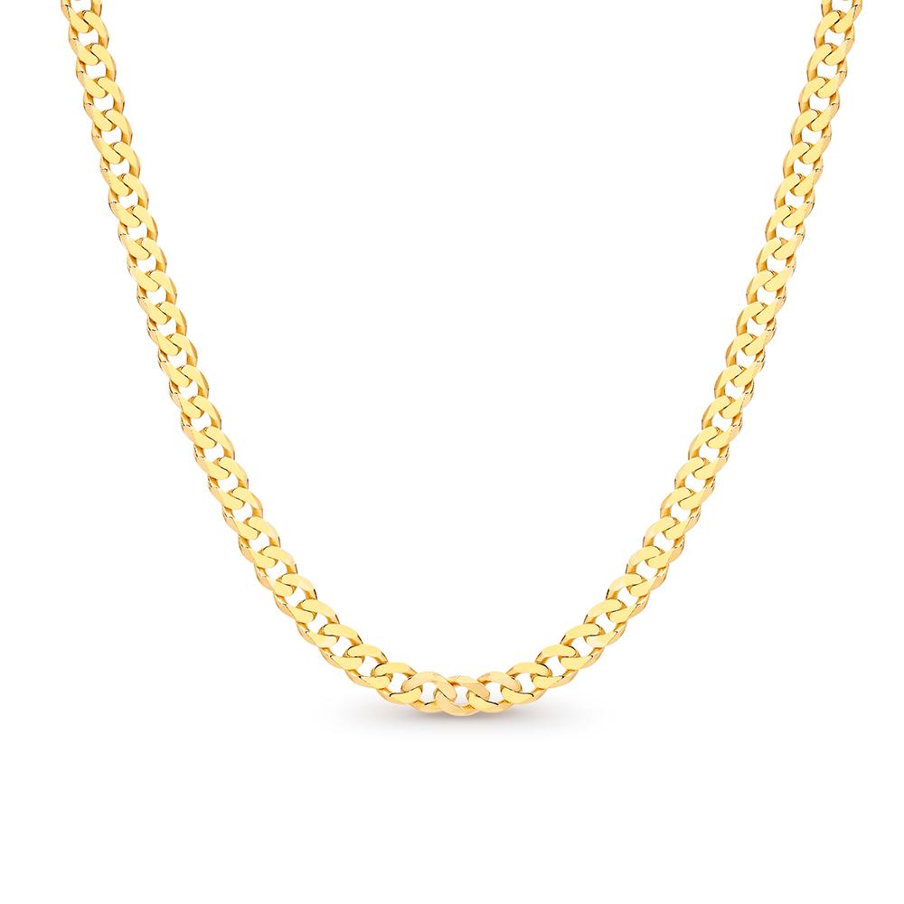 9ct Yellow Gold Gents Flat Diamond Cut Curb 55cm Chain_0