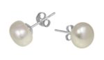 Pearl White Earrings 9mm Button FWP Studs_0