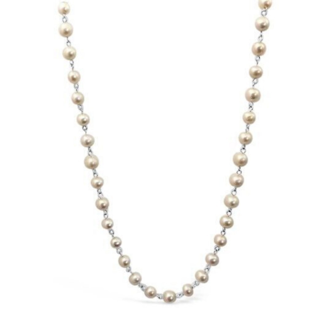 La Pierre Fresh Water White Pearl Necklace 80cm_0