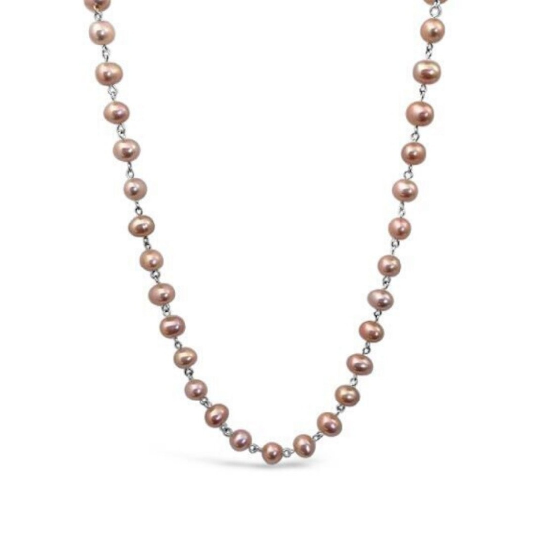 La Pierre Fresh Water Pink Pearl Necklace 45cm_0