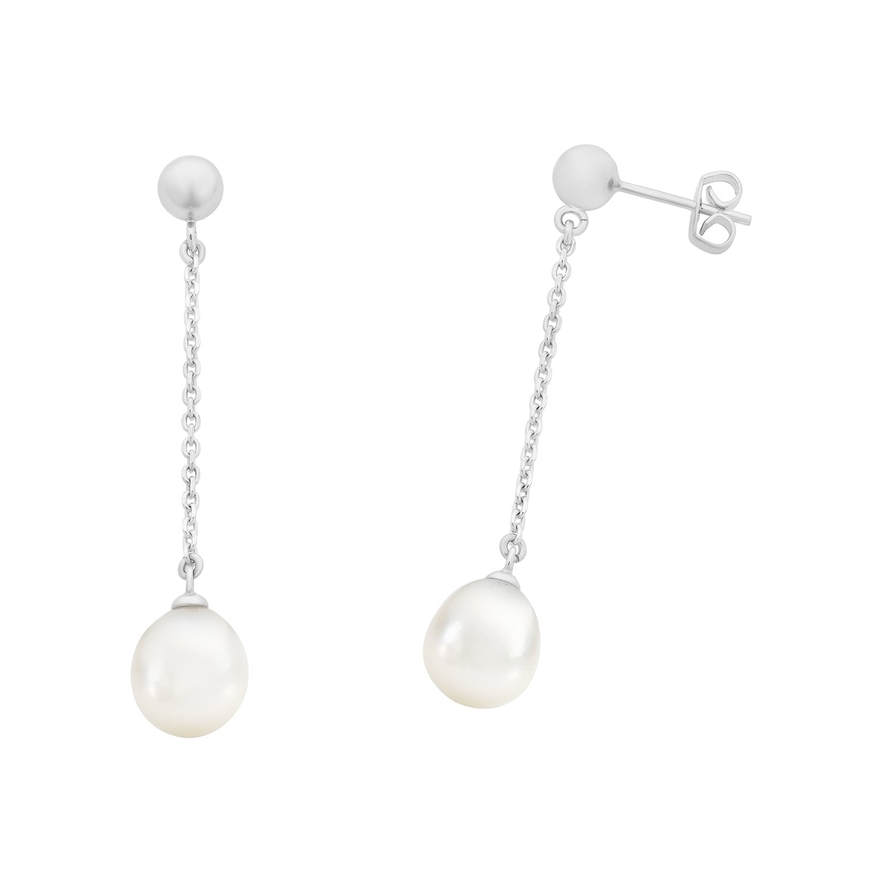 Silver Pearl Drop Earrings_0