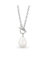 Sterling Silver Drop Edison 13mm Freshwater Pearl Toggle Necklace 45cm_0