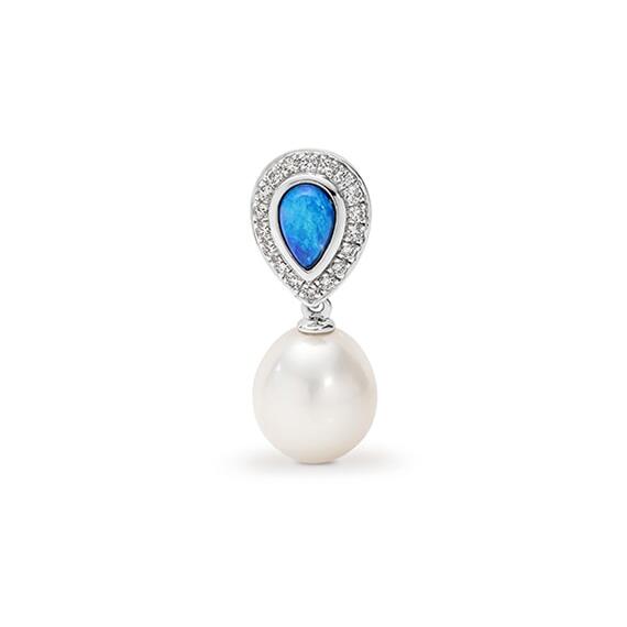 Pearl and Opal Pendant 9mm FWP CZ Slilver solid opal_0