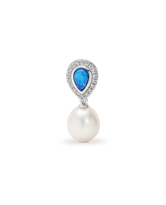 Pearl and Opal Pendant 9mm FWP CZ Slilver solid opal_0