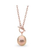 Drop Rose Gold Plated Edison 13mm Freshwater Pearl Toggle Necklace 45cm_0