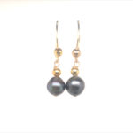 Blacl Cook Island Pearl Earrings 9ct Hoops with Gold Balls_0