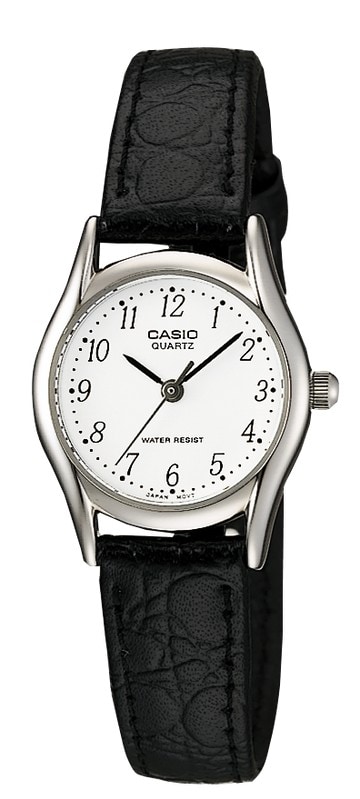 Casio Silver & Black Leather Strap Watch_0