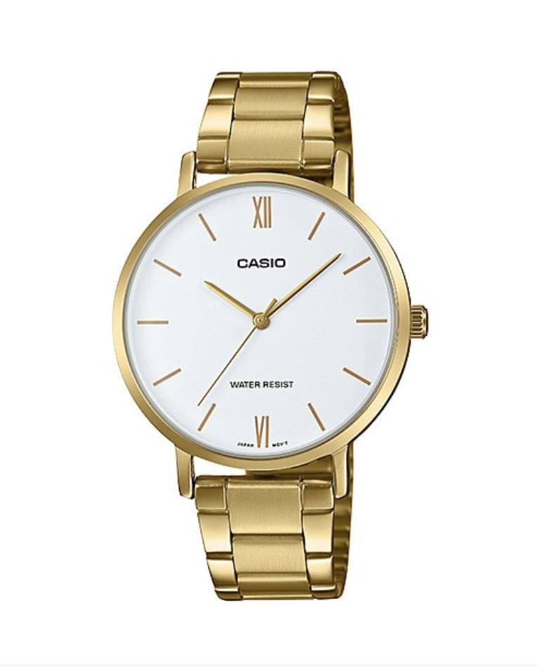 Gold Casio White Watch_0