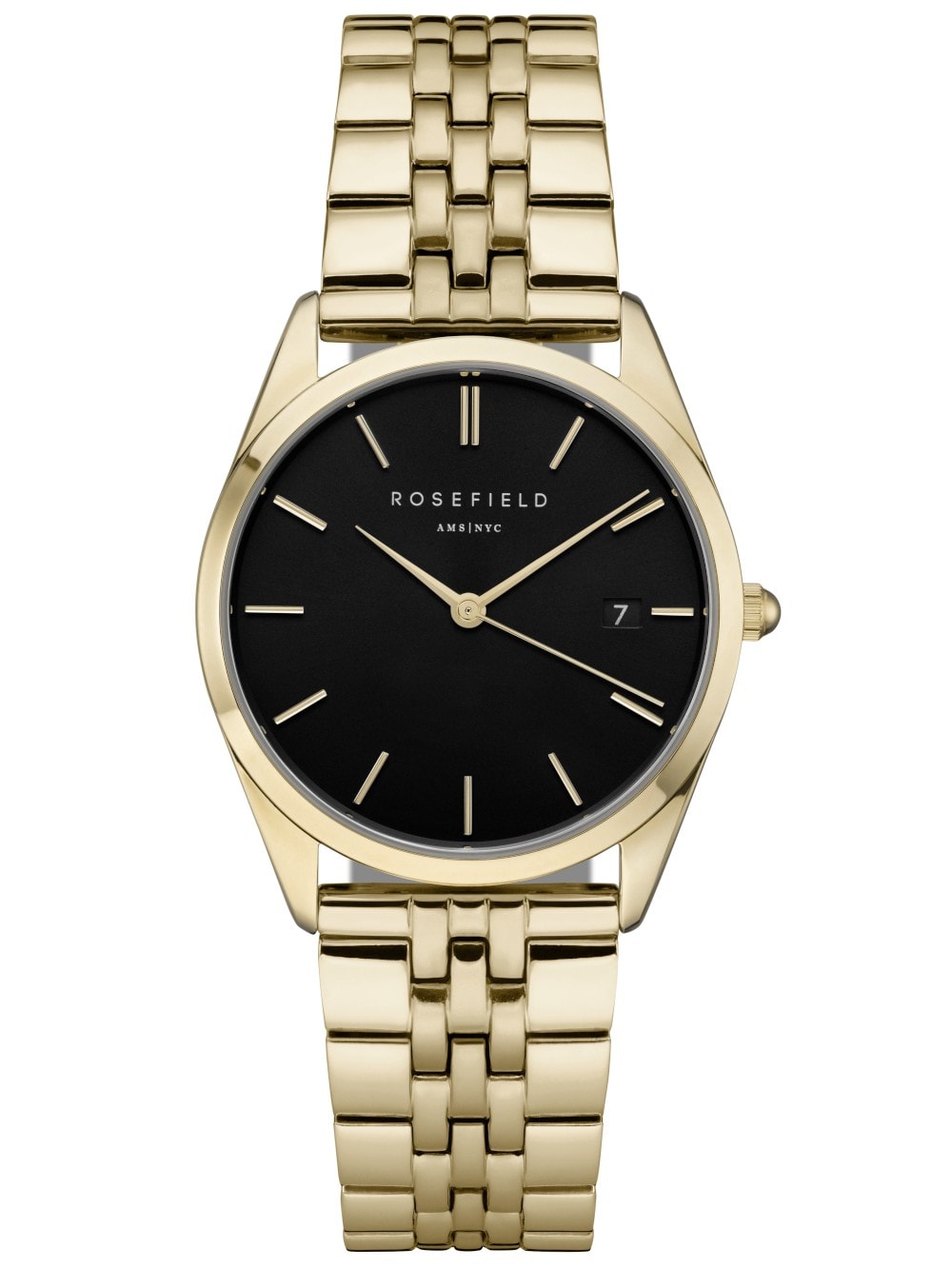 Rosefield The Ace Black Dial Gold Bracelet Gold Case_0